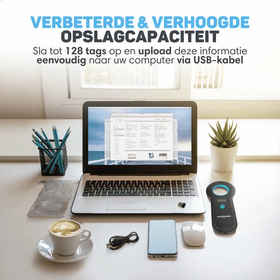 Vulpes Goods® Huisdieren - Chiplezer - Chiplezer Huisdier - Chiplezer voor alle dieren en huisdieren - Incl. Reistas - ISO11784/85/FDX-B - PRO versie