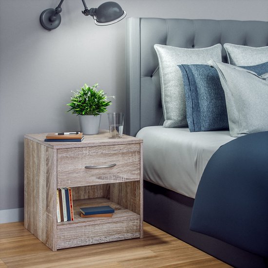 Casaria Nachtkastje - Lade Hout 41x39x28cm - Eiken