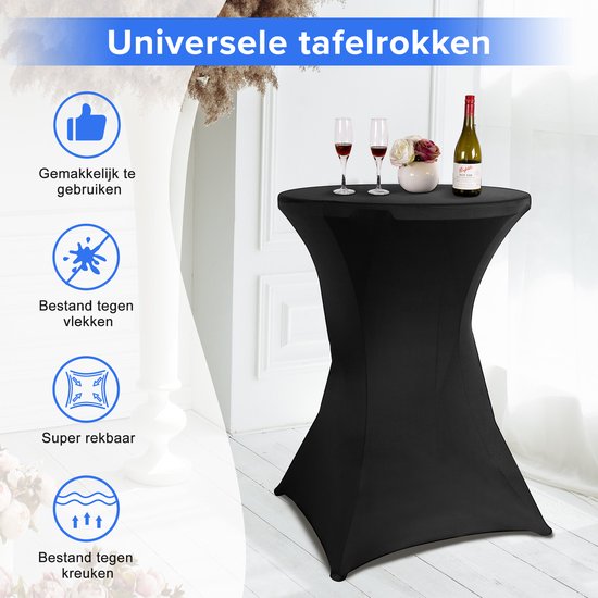 Saaf Statafelrok - 2 stuks - Statafelhoes - Wasbaar en Elastisch - Zwart - 80x85x110 cm