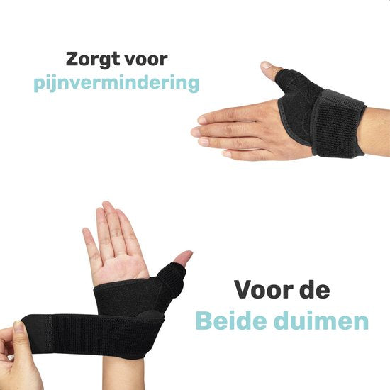LBB - Vingerspalk - Voor duim - Onze size - Zwart - Verharde spalk - Staal frame - Vingerbrace - Duimspalk - Duimbrace rechts - Spalk