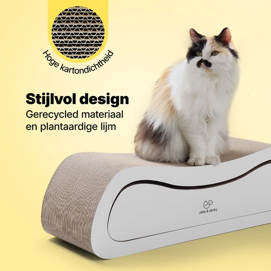 Jake en Jacky Krabkarton voor Katten 2 in 1 model - Krabpaal Karton - Krabplank - Krabmand - Krabmeubel - Kartonnen Krabmat - Kattenmand - Kattenbed - 71x24x21cm