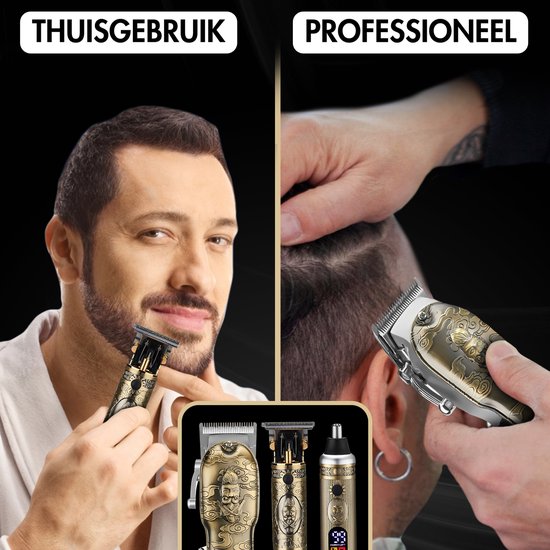 Professionele Draadloze 4-in-1 Tondeuse – Mannen Hoofdhaar & Baard – Trimmer – Kappersset
