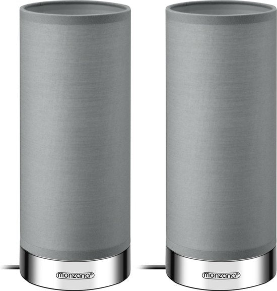 Monzana Tafellamp 2 Stuks LED – Dimbaar E14 - Chroom Grijs