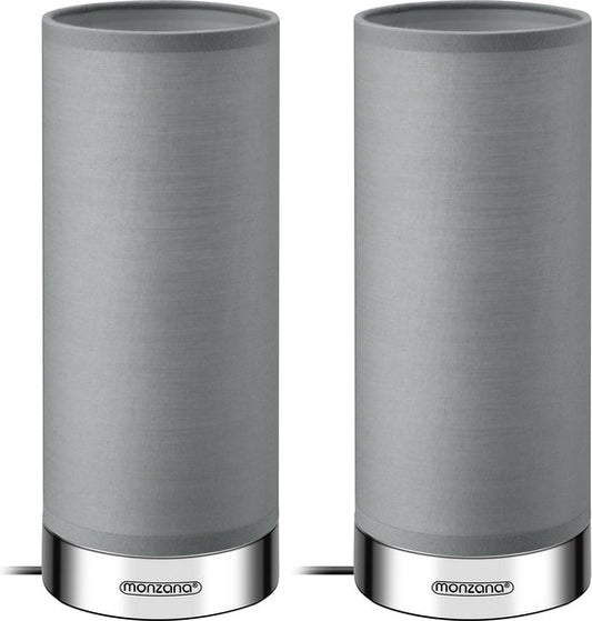 Monzana Tafellamp 2 Stuks LED – Dimbaar E14 - Chroom Grijs