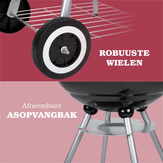 Lone Star Barbecue - Houtskool BBQ - Kogel Barbeque - Geïsoleerde Handvaten - Ontluchtingssysteem - Verwijderbare As Opvangbak