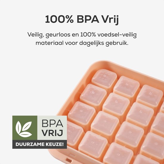 KitchenLove IJsblokjesmaker - IJsblokjesvorm met Deksel & IJsschep - 64 IJsblokjes