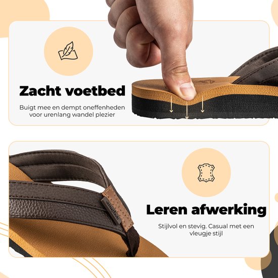 Slippers Heren - Sandalen - Bruin - Maat 42 - Comfeet