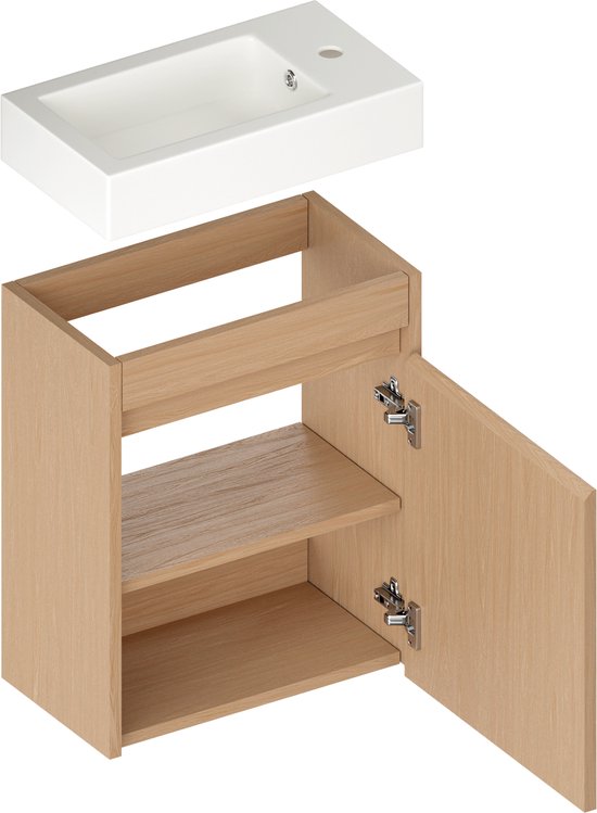 Mirlux Toiletmeubel Licht Eiken - Fonteinmeubel - Wc Kastje - Wc Meubel - 40cm