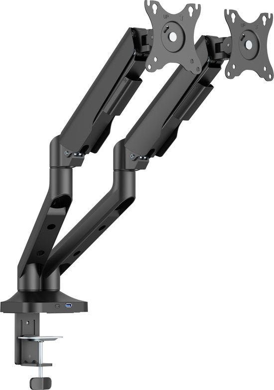 VDD Dubbele Monitor Arm - Monitor Beugel - Scherm Beugel - In Hoogte Verstelbaar - Voor 2 Schermen - Ergonomisch Ontwerp - Zwart