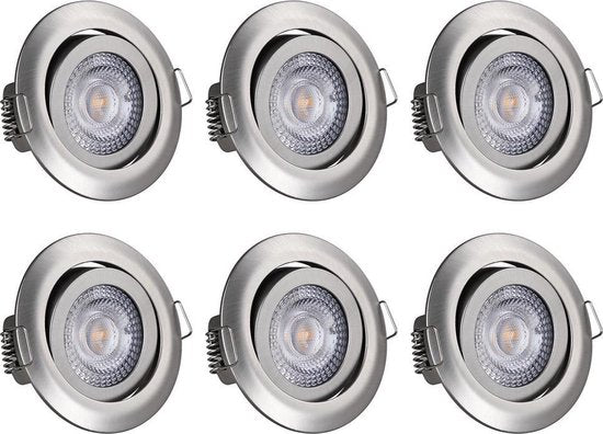 Monzana Spotjes Krog - 6 Stuks LED Dimbaar Draaibaar - Zilver