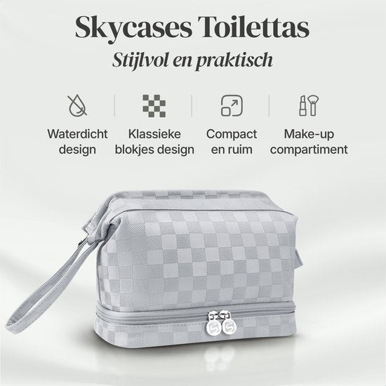 SC Travel Essentials - Toilettas en Make-up Organizer - Waterdicht en Compact - Geschikt voor Reis en Dagelijks Gebruik - Unisex - Zilver