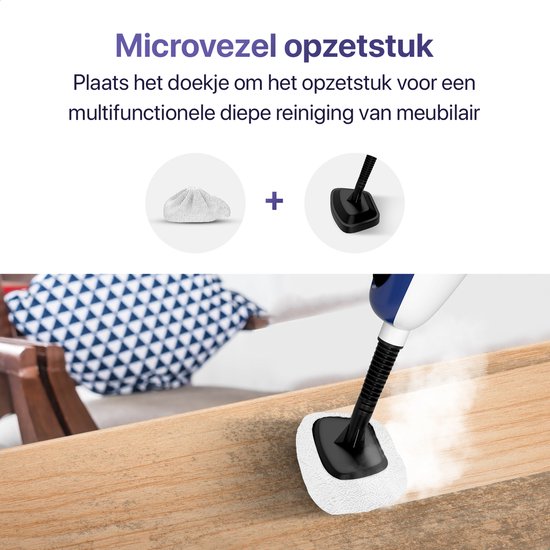 LUMAN 12 in 1 Stoomreiniger Én Handstomer V1 - Tapijtreiniger - Vlekkenreiniger - Met Aanpasbare Stoomkracht - Met 10 Opzetstukken en 3 Microvezeldoeken - Blauw