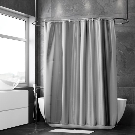 Loti Living Douchegordijn Anti Schimmel – Grijs - Inclusief ringen – Waterdicht - Polyester - Douchegordijn 180x200 cm