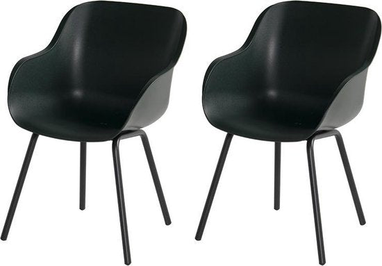 Hartman Sophie elegance tuinstoel - Donkergroen - set van 2 - zwart rondo onderstel