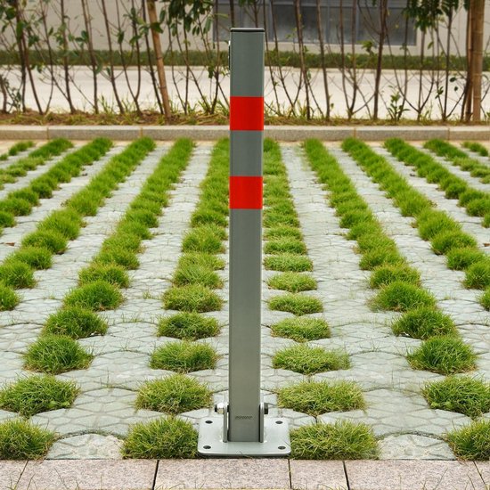 Deuba Parkeerpaal – Staal Incl. Sleutels 65,5x5cm - Grijs