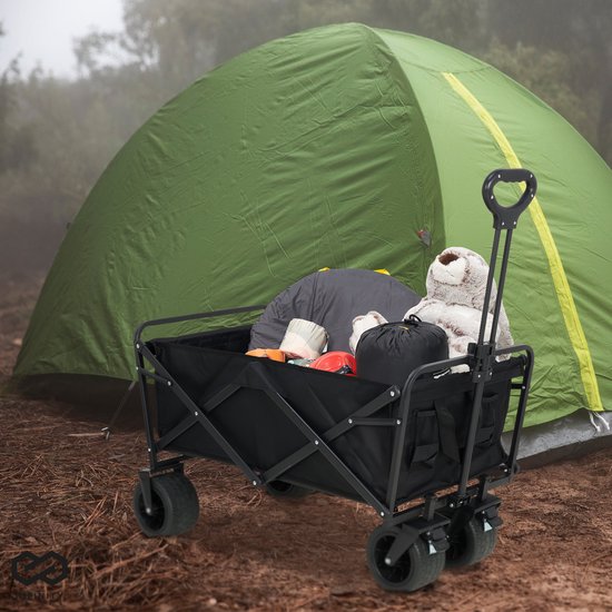 Infinity Goods Bolderkar XL - Opvouwbaar - 180KG Draagkracht - Draaibare Wielen - 95 x 57 x 96 CM - Verstelbaar - Zwart