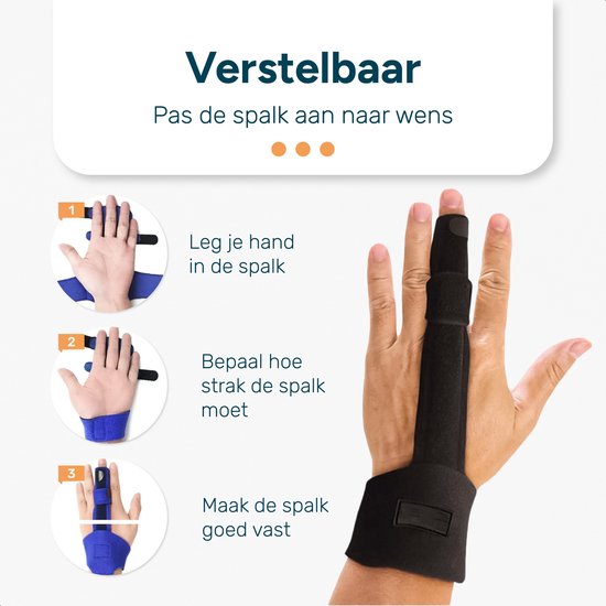 Vingerspalk - Middel vinger - One size - Geschikt voor alle vingers - Vingerbrace - Zwart - Vinger splint - Vinger spalk - Wijsvinger - Triggerfinger - Ringvinger - Mallet vinger - Spalk