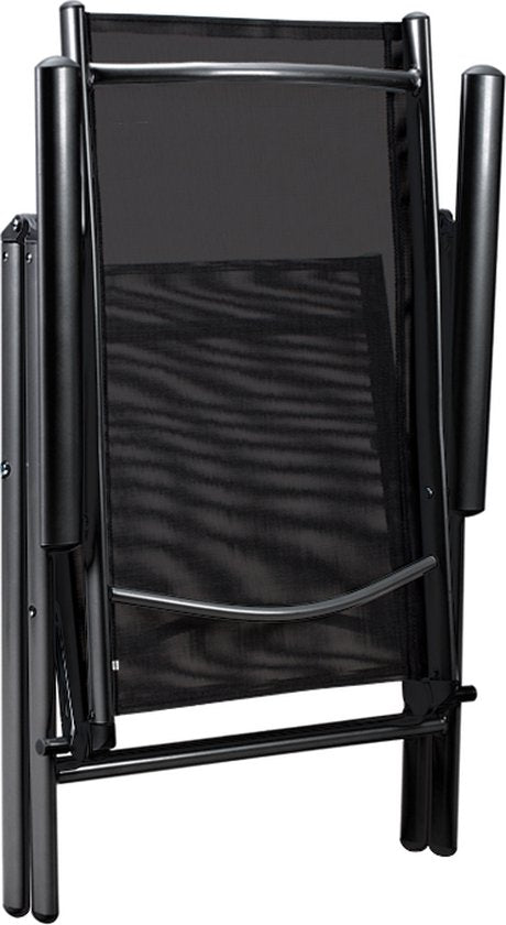 Casaria Aluminium Tuinstoelen - 3 stuks - Inklapbaar - Antraciet - Zwart