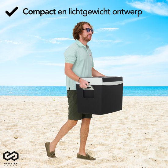 Infinity Goods - Elektrische Koelbox - 40L - Coolbox - 12V en 230V - Frigobox - Koelen en Verwarmen - Zwart