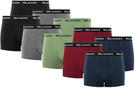 Milanoro - Set van 10 stijlvolle katoenen boxershorts - Donkere mix - M
