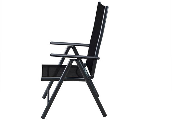 Casaria - Aluminium Tuinstoel- 2 Stuks - Antraciet - 65x60x111 cm - Zwart