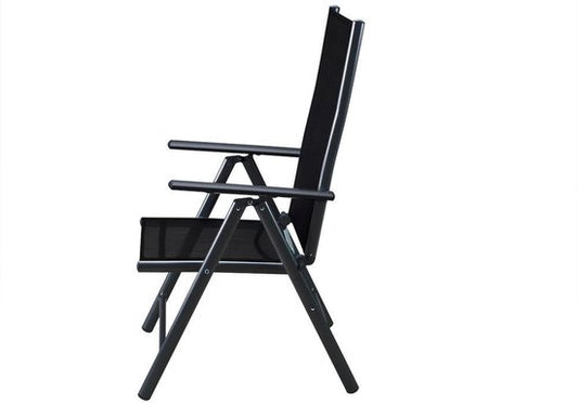 Casaria - Aluminium Tuinstoel- 2 Stuks - Antraciet - 65x60x111 cm - Zwart