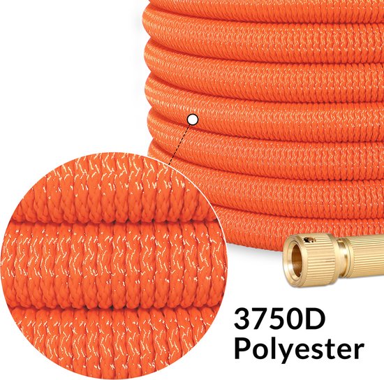 Gardebruk Tuinslang Flexibel - 15m 1/2" 3/4" Inch Wandmontage - Oranje