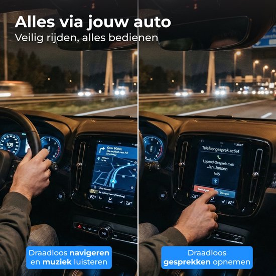 Nuvance CarPlay Dongle - Bluetooth Dongle - CarPlay Draadloos - USB & USB C - Geschikt voor Android Auto & CarPlay