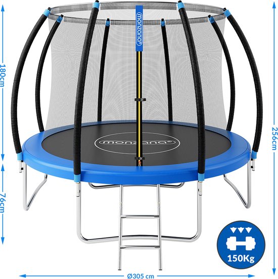 Monzana Trampoline - 305cm Incl Veiligheidsnet Rand Ladder - Blauw
