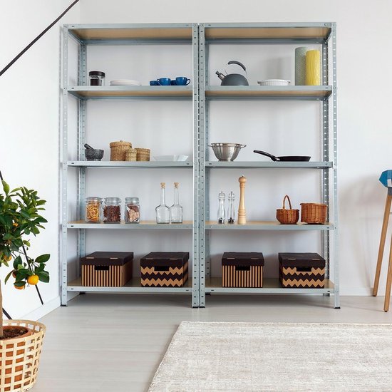 Monzana Stellingkast Set van 2 - 5 planken 175x75x30cm 350kg - Zilver