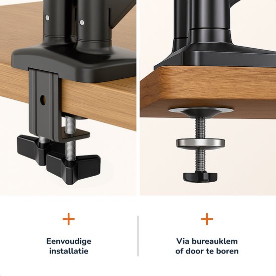 Skoov Monitorarm met gasveer - Voor 13-32 Inch - 2 schermen - Beugel - Monitor - Standaard - Houder - Steun - Extra stabiel - Zwart
