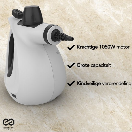 Infinity Goods Stoomreiniger - Handstoomreiniger - Vlekkenreiniger - Vloer, Badkamer, Keuken - Tapijtreiniger - 1050w