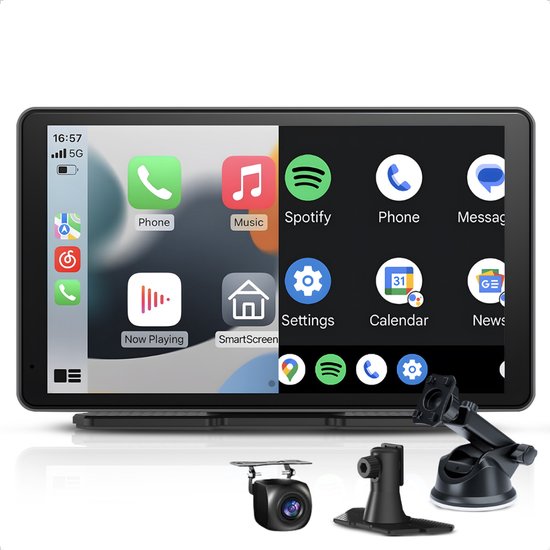 CarMe CarPlay Scherm - 7 Inch - Achteruitrijcamera 6 Meter - Apple CarPlay & Android Auto (Draadloos) - Touchscreen - Navigatiesysteem auto