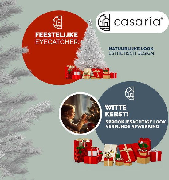 Casaria Kerstboom PVC - Metalen Voet - 180 cm Wit