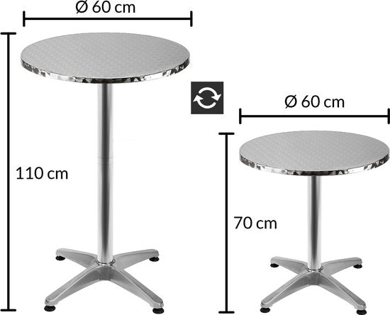 Casaria Statafel 2in1 - Verstelbaar Inklapbaar - \/ 60 cm Zilver