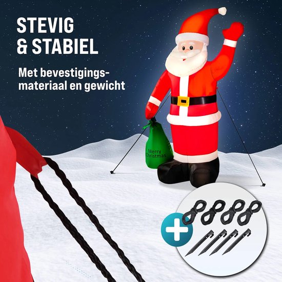 Kerstman - Opblaasbaar XL 180cm – LED Verlichting