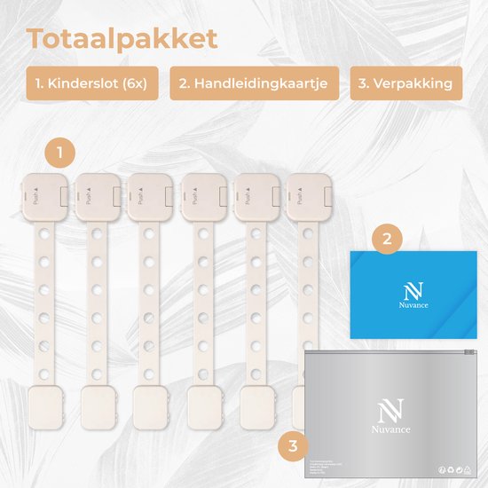 Nuvance Kinderslot Kastjes - 6 Stuks - Kinderbeveiliging voor Kasten - Kastbeveiliging voor Kinderen - Babyproof - Wit