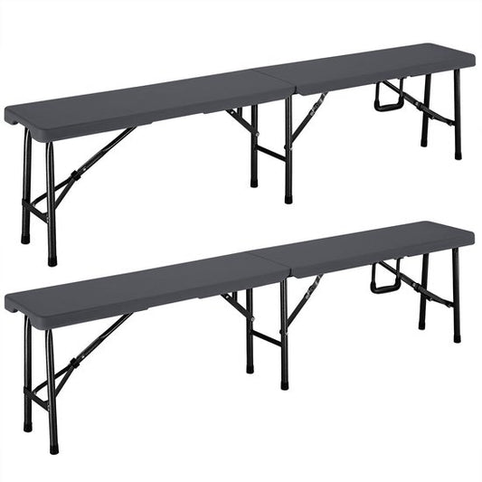 Casaria Set van 2 Bierbanken - Opvouwbaar 8 Personen 183cm - Antraciet