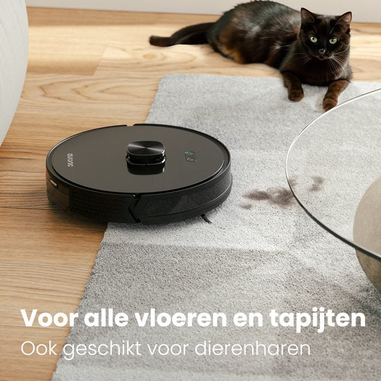 Auronic Robotstofzuiger - Dweilfunctie – 4000 Pa Zuigkracht – 180 min Batterijduur – 34,5 x 34,5 x 9,7 cm – Zwart