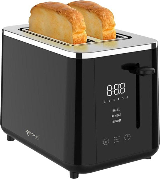 Safecourt Kitchen Broodrooster - Toaster - 6 Warmteniveaus - 2 Extra brede sleuven - 920W - Zwart