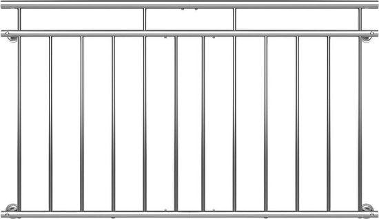 Monzana Franse Balkonreling – Staal 90x156cm 7 Spijlen - Zilver