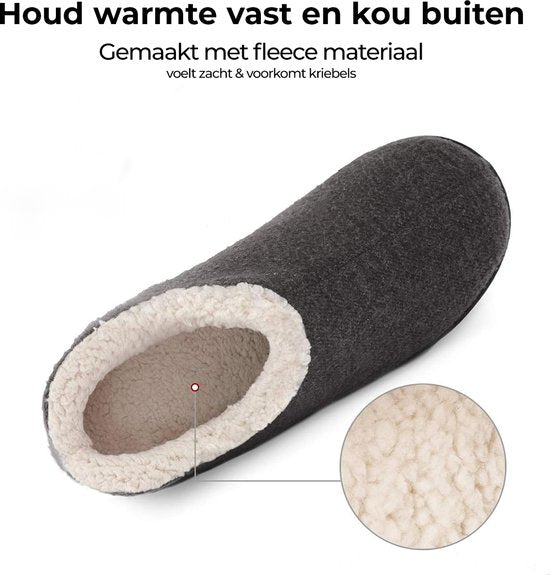 Pantoffels Dames - Sloffen - Maat 38/39 - Grijs - Anti-slip - Comfeet