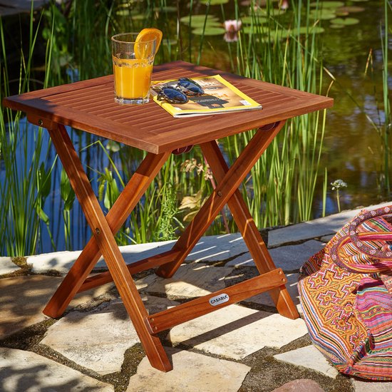 Casaria Bijzettafel - Acacia Hout Inklapbaar 70x70x73 cm - Bruin