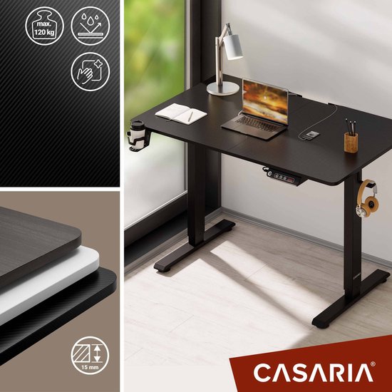 Casaria Zit Sta Bureau – Hoogte Verstelbaar Elektrisch - 110x60cm Zwart