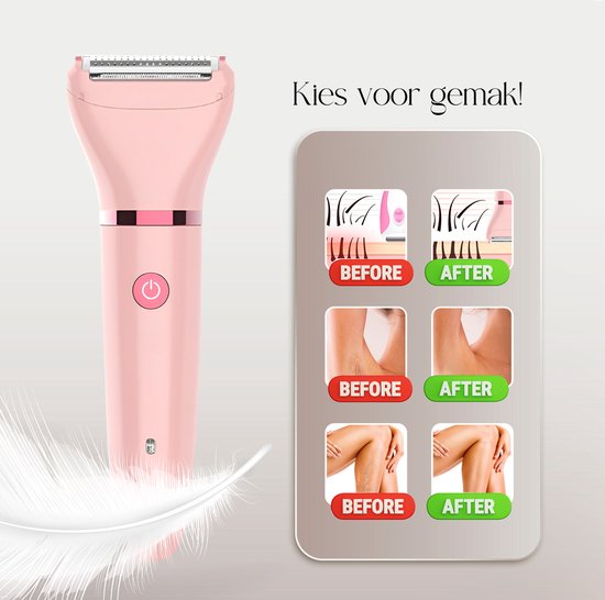 Ladyshave Gezicht - Oksels - Benen - Bikinilijn - Scheerapparaat Vrouw - Ontharingsapparaat Electrisch Ontharen - Gezichtsontharing Dames - Trimmer Vrouw - Ladyshaves Bikini - USB Oplaadbaar