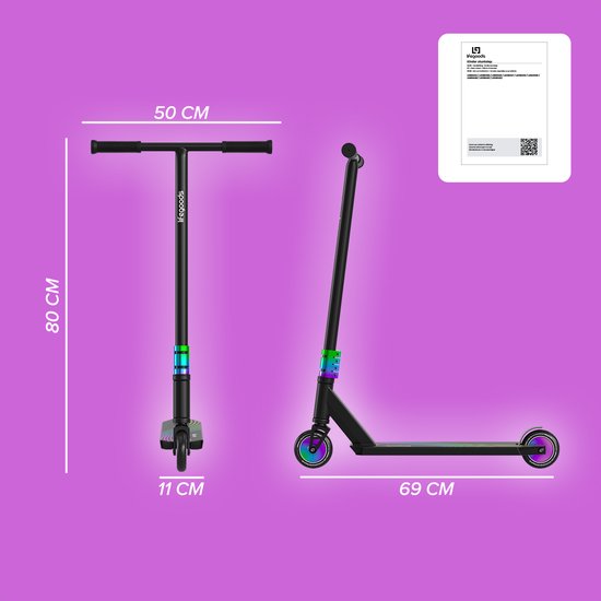 LifeGoods Stuntstep Pro X - T-Stang - HIC - Step voor Kinderen - Jongens/Meisjes - 110mm - 100KG - Regenboog