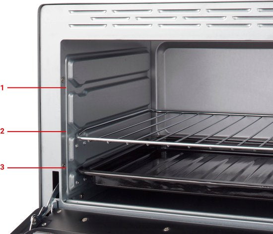 Tomado TEO3000S - Vrijstaande oven - 30 Liter - 1600 Watt - Hetelucht - 3 insteekniveau's - Zilver
