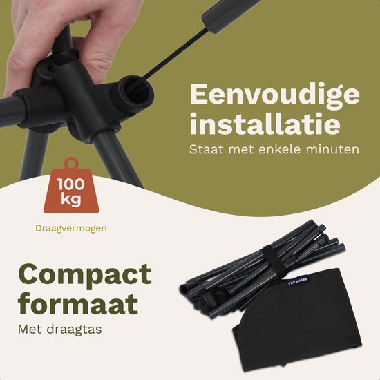 TRVLMORE Campingstoel - Opvouwbaar - 100KG Draagvermogen - Incl. Draagtas - Klapstoel - Visstoel - Kampeerstoel - Vouwstoel - Zwart