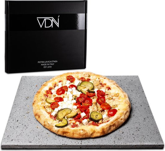 VDN Pizzasteen BBQ oven - lava van vulkaan Etna - Barbecue Pizza accessoires - Pizzaplaat - Made in Italy - Broodbaksteen - 30x38x1.1