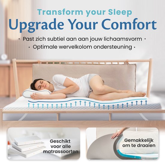EL Life Topper 80x200 cm - Matras Topdekmatras - Matrastopper Gel Infused Traagschuim & Aircell-schuim - Medium Hardheid